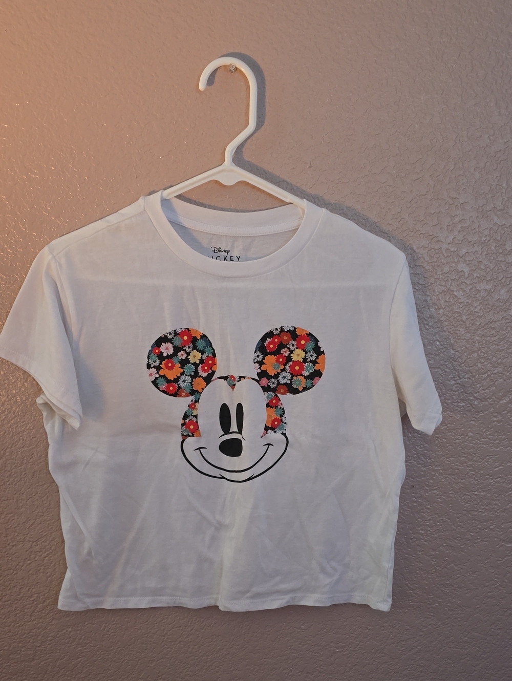 Disney White Tee with Floral Mickey Graphic